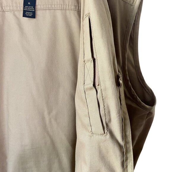 Guide Gear XL Khaki Field Vest With Zippered Pockets & American Flag Patch - Picture 5 of 6